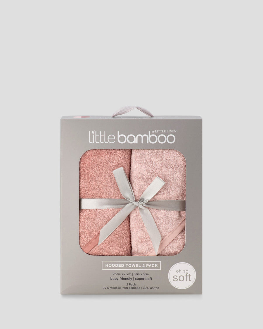 Little Bamboo Baby Hooded Towels 2PK - Dusty Rose