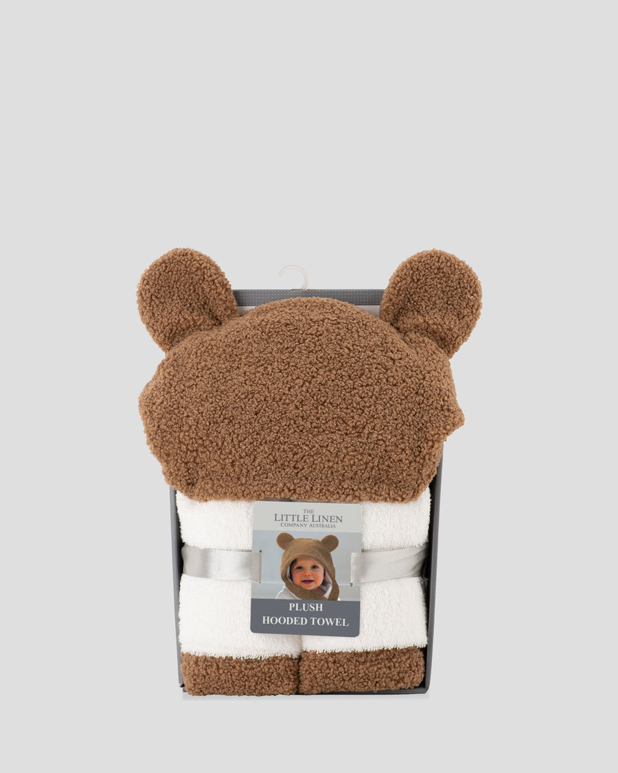Little Linen Plush Hooded Towel - Bushland Bear