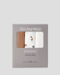 Little Bamboo Muslin Wraps 3 Pack - Iced Coffee
