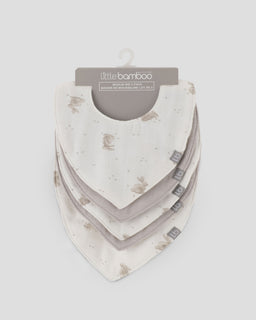 Little Bamboo Muslin Bib 5PK  - Stone Grey