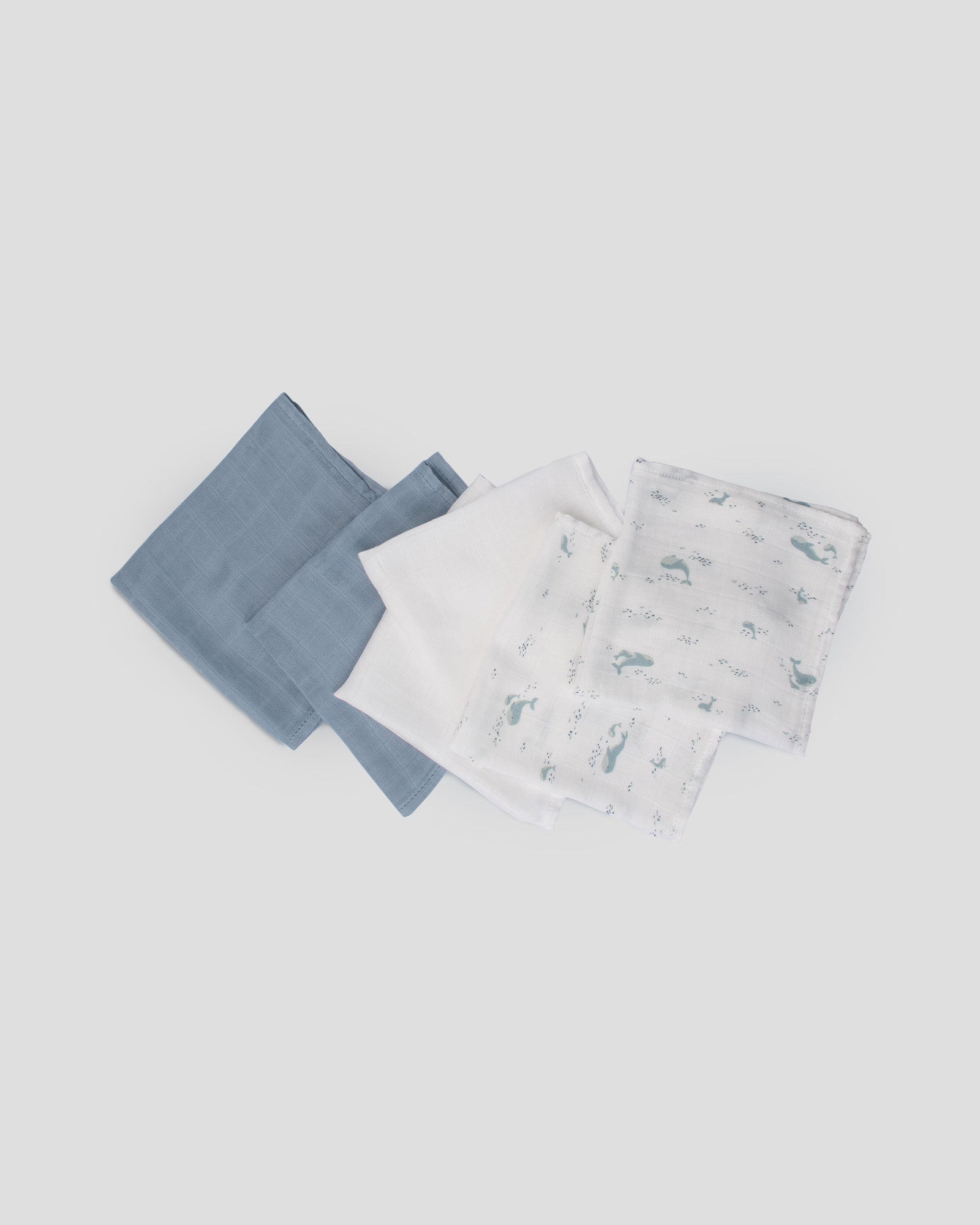 Little Bamboo Muslin Washers 6Pk - Retro Blue