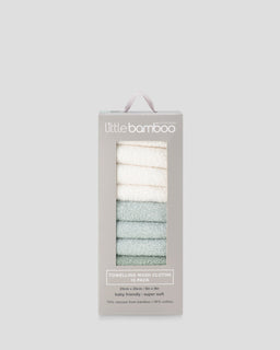Little Bamboo Baby Towelling Washers 10PK - Bayleaf