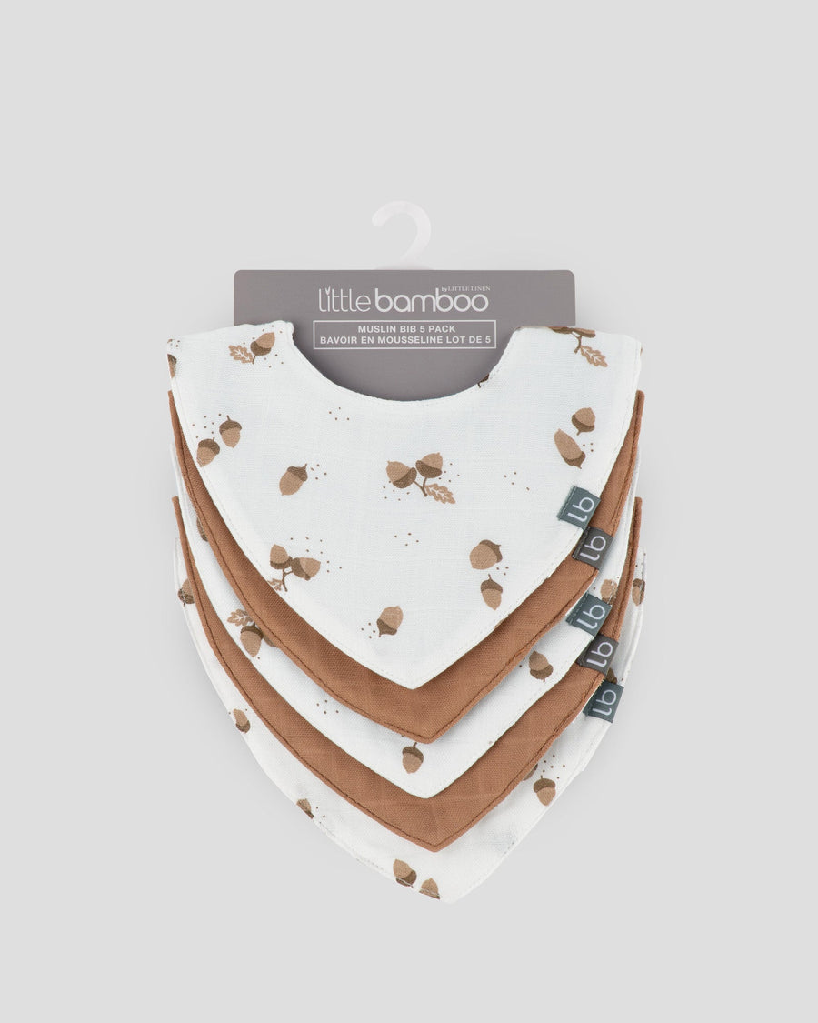 Little Bamboo Muslin Bibs 5PK - Iced Coffee
