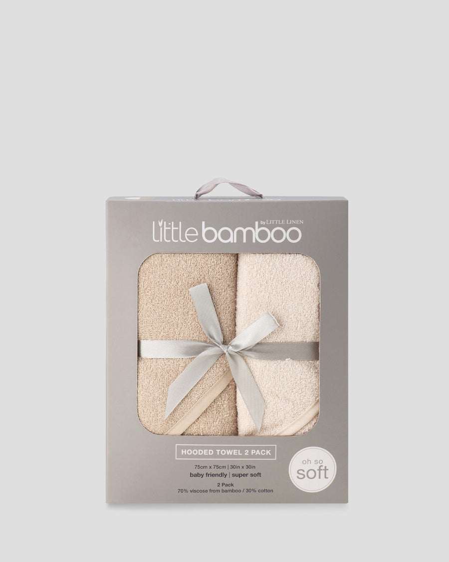 Little Bamboo Baby Hooded Towels 2PK - Iced Coffee