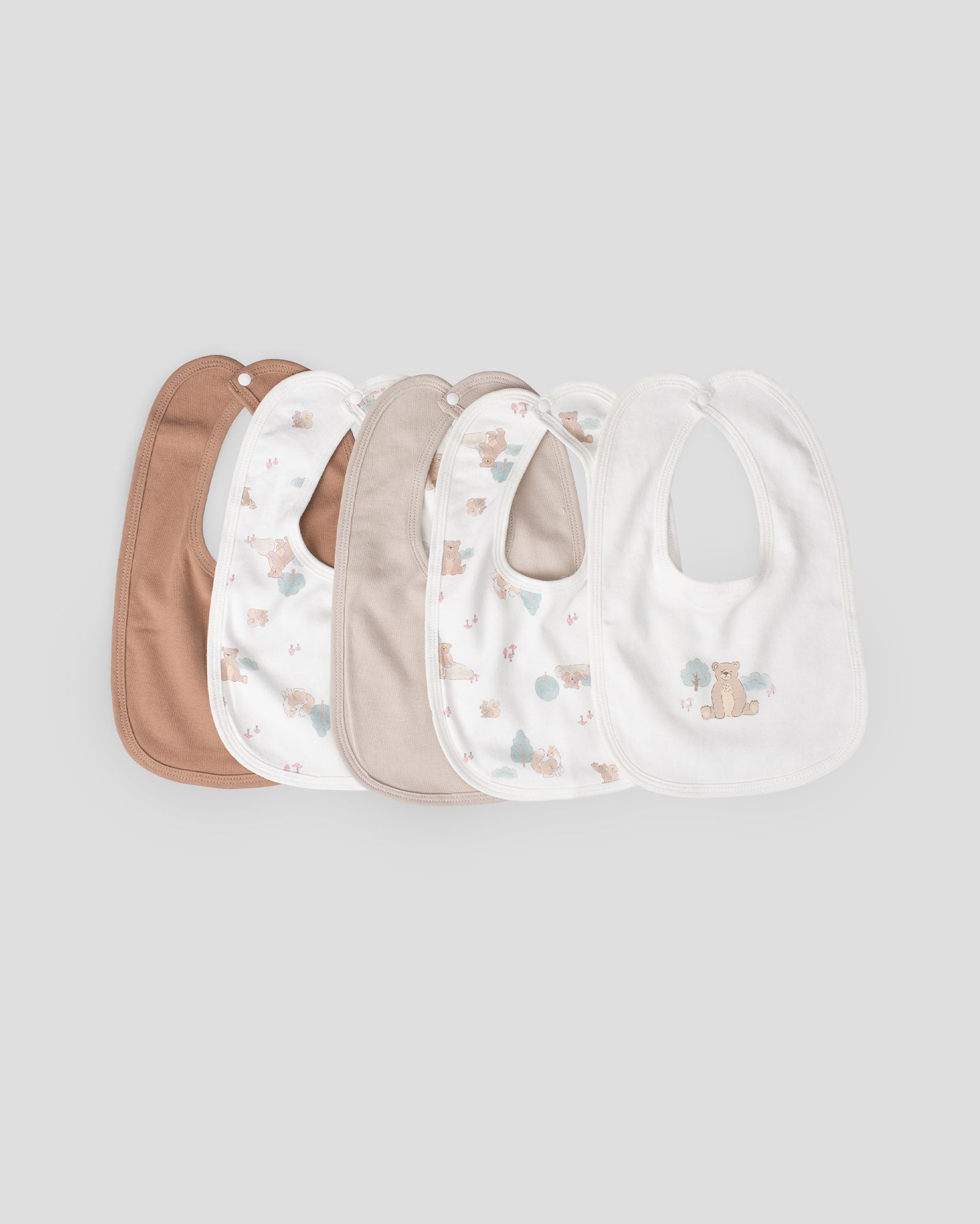 Little Linen Jersey Bib 5PK - Bushland Bear