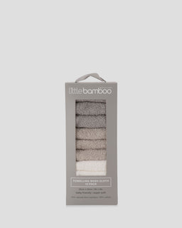 Little Bamboo Towelling Washer 10PK  - Stone Grey