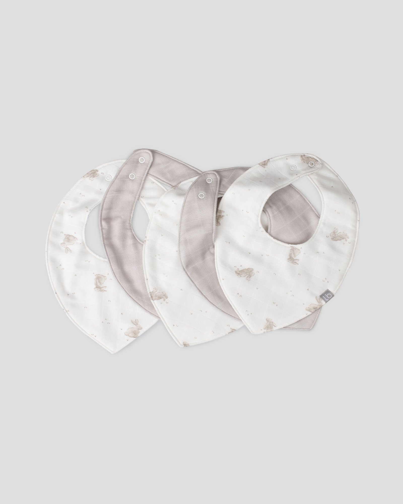 Little Bamboo Muslin Bib 5PK  - Stone Grey