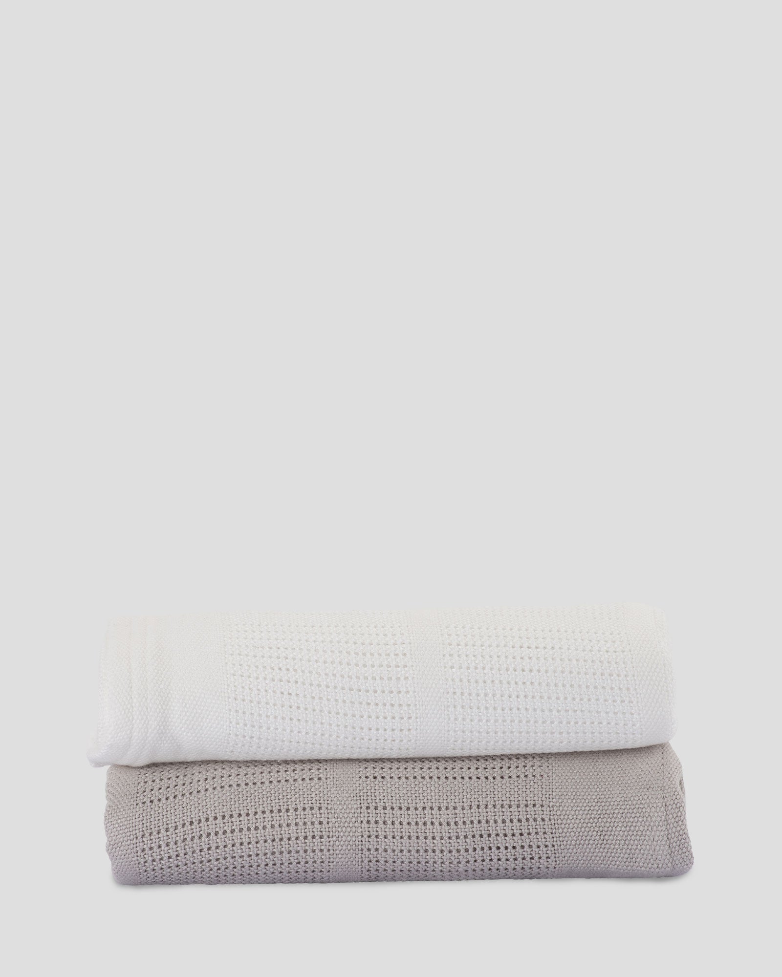 Little Bamboo Cellular Blanket 2Pk  - Stone Grey