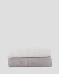 Little Bamboo Cellular Blanket 2Pk  - Stone Grey