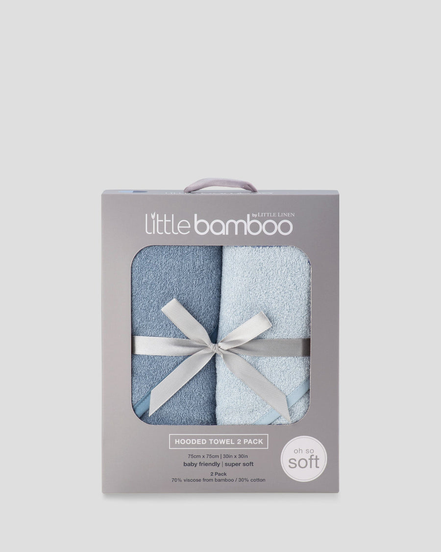 Little Bamboo Baby Hooded Towels 2PK - Retro Blue