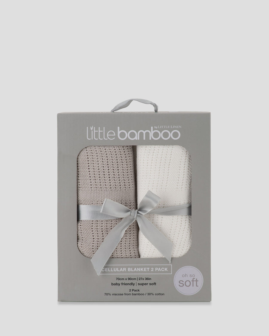 Little Bamboo Cellular Blanket 2Pk  - Stone Grey