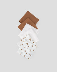 Little Bamboo Muslin Washers 6Pk - Iced Coffee