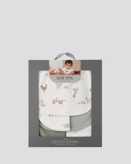 Little Linen Jersey Bib 5PK - Farmyard Lamb