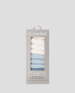 Little Bamboo Baby Towelling Washers 10PK - Retro Blue