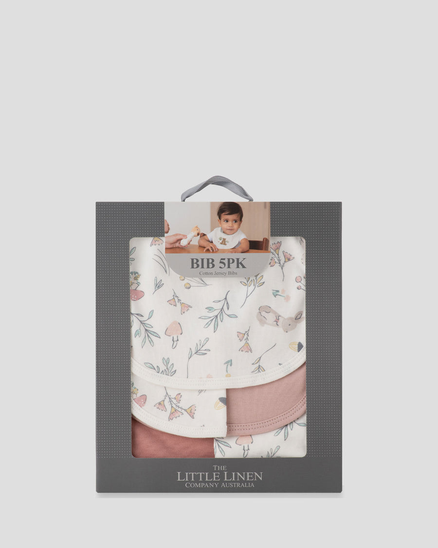 Little Linen Jersey Bib 5PK - Harvest Bunny