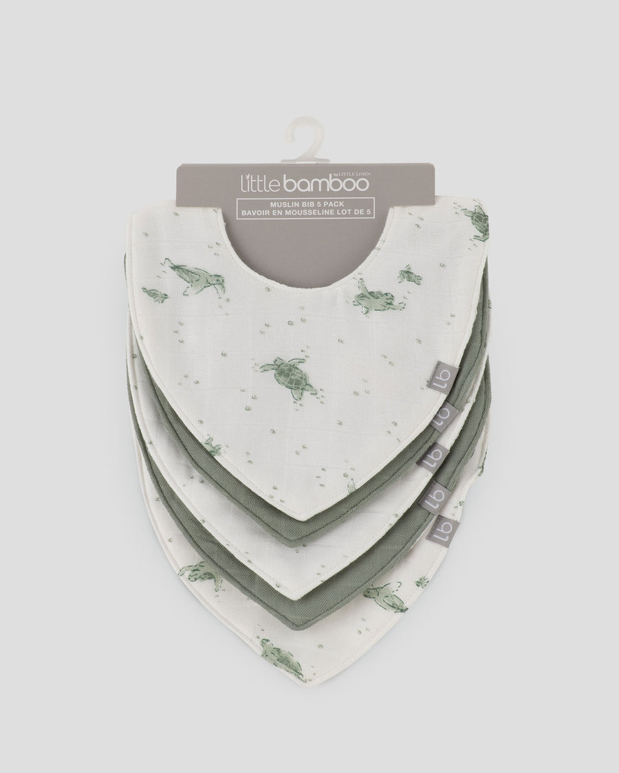 Little Bamboo Muslin Bib 5PK  - Turtle Bay