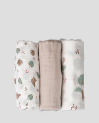 Little Linen Muslin Wraps 3PK - Bushland Bear
