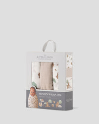 Little Linen Muslin Wraps 3PK - Bushland Bear