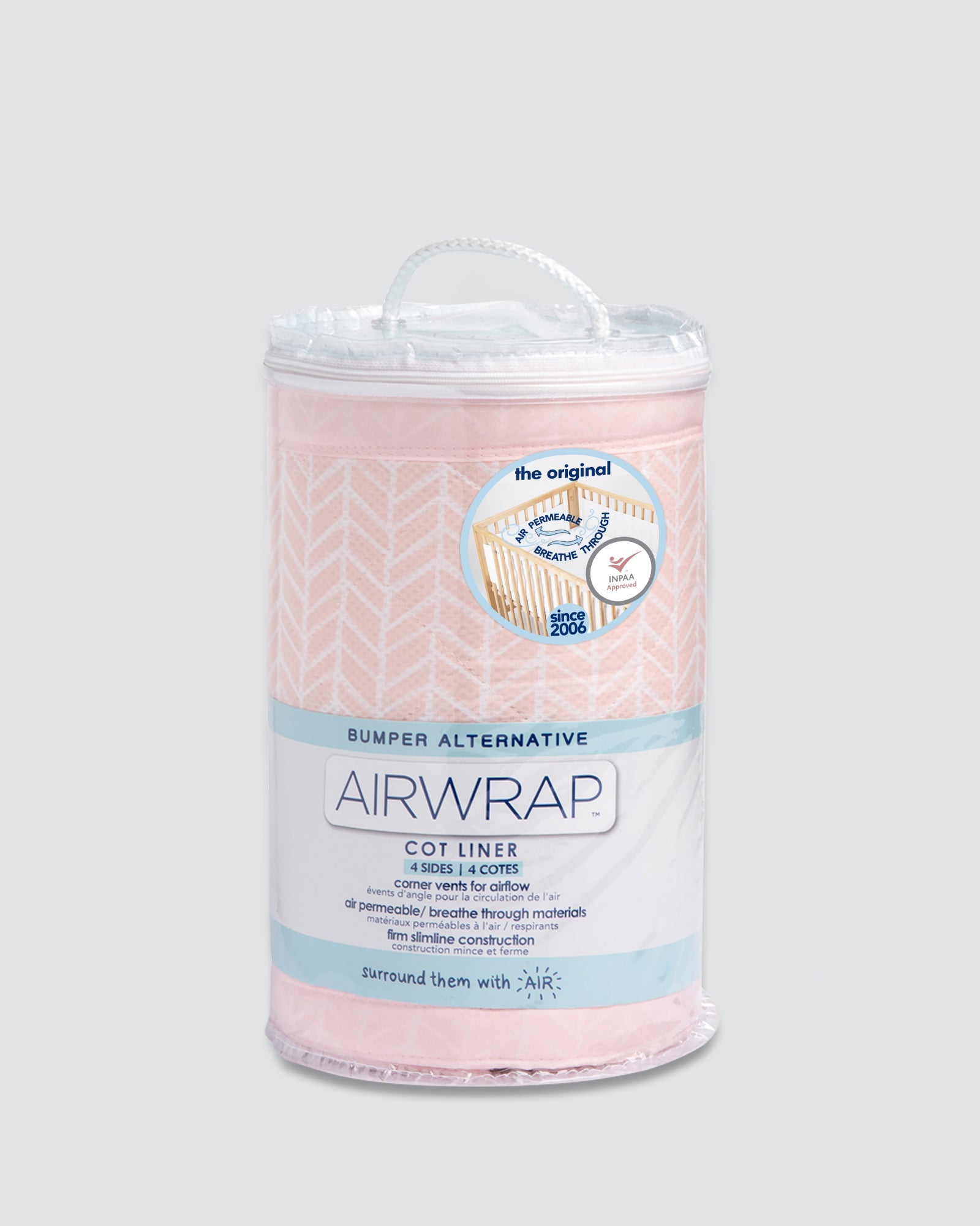 Airwrap Cot Liner Muslin 4 Sides - Soho Pink