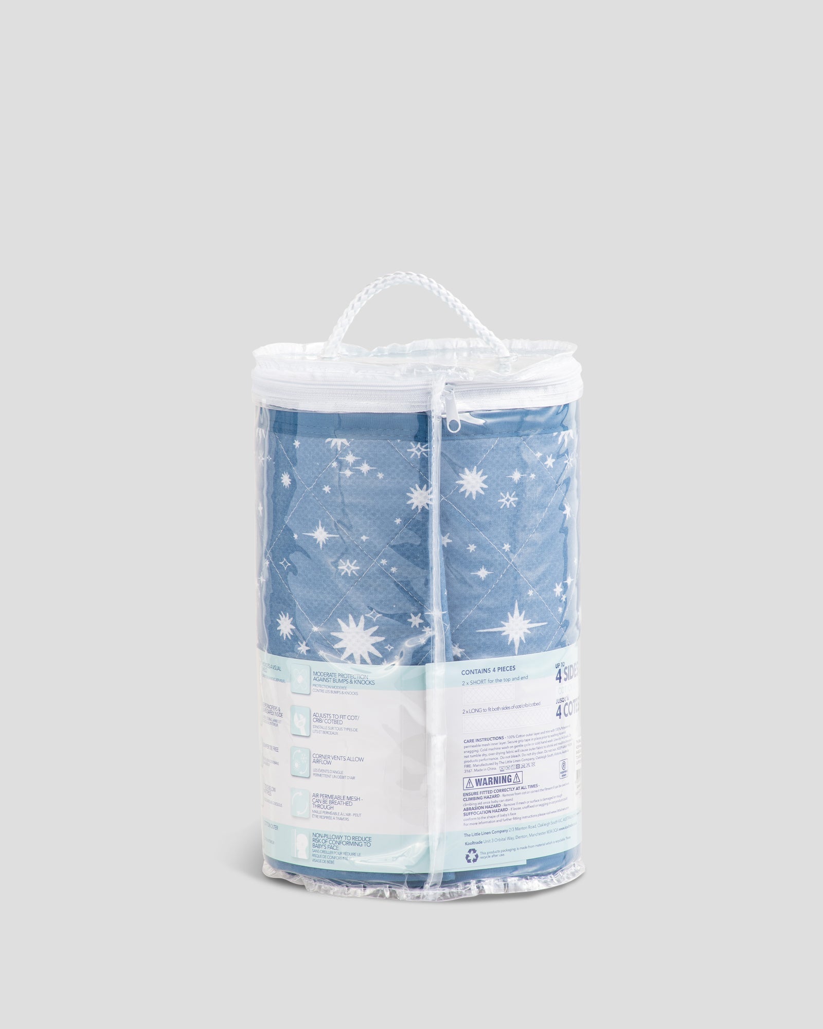 Airwrap Cot Liner Muslin 4 Sides -  Pippa Midnight