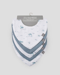 Little Bamboo Muslin Bibs 5PK - Retro Blue