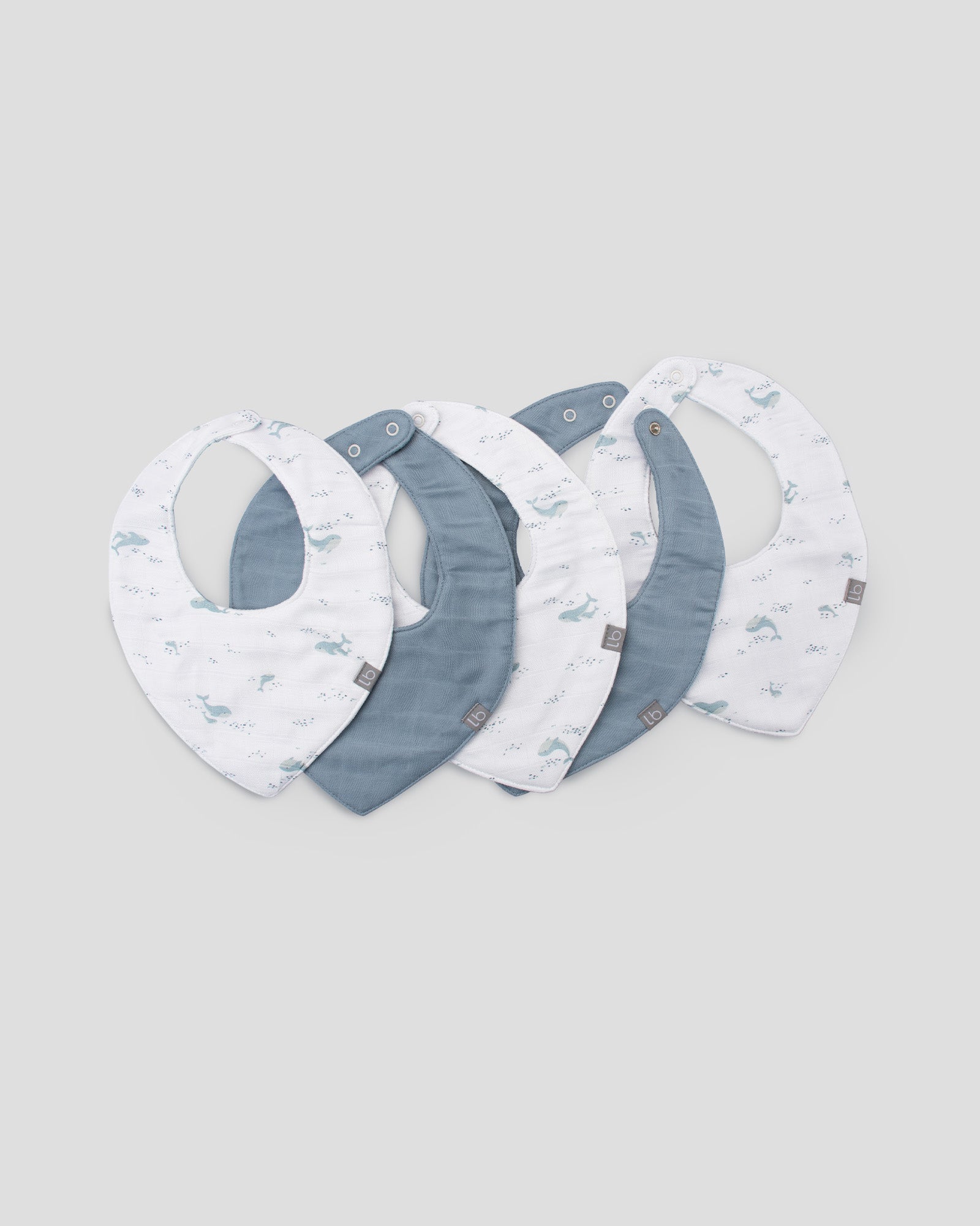 Little Bamboo Muslin Bibs 5PK - Retro Blue