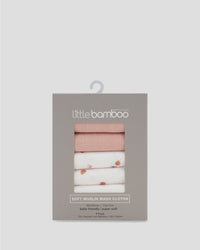 Little Bamboo Muslin Washers 6Pk Dusty Rose Front Pack
