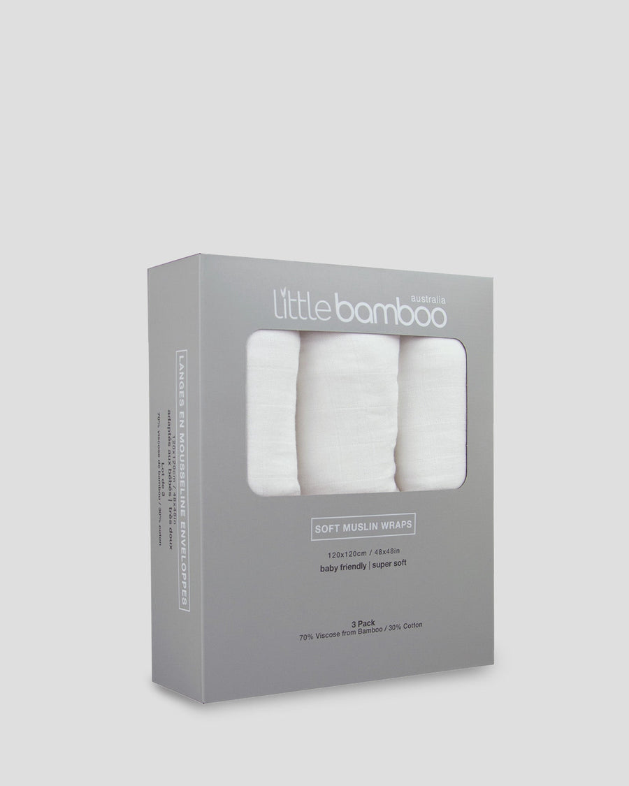 Little Bamboo Muslin Wraps 3 Pack - Natural