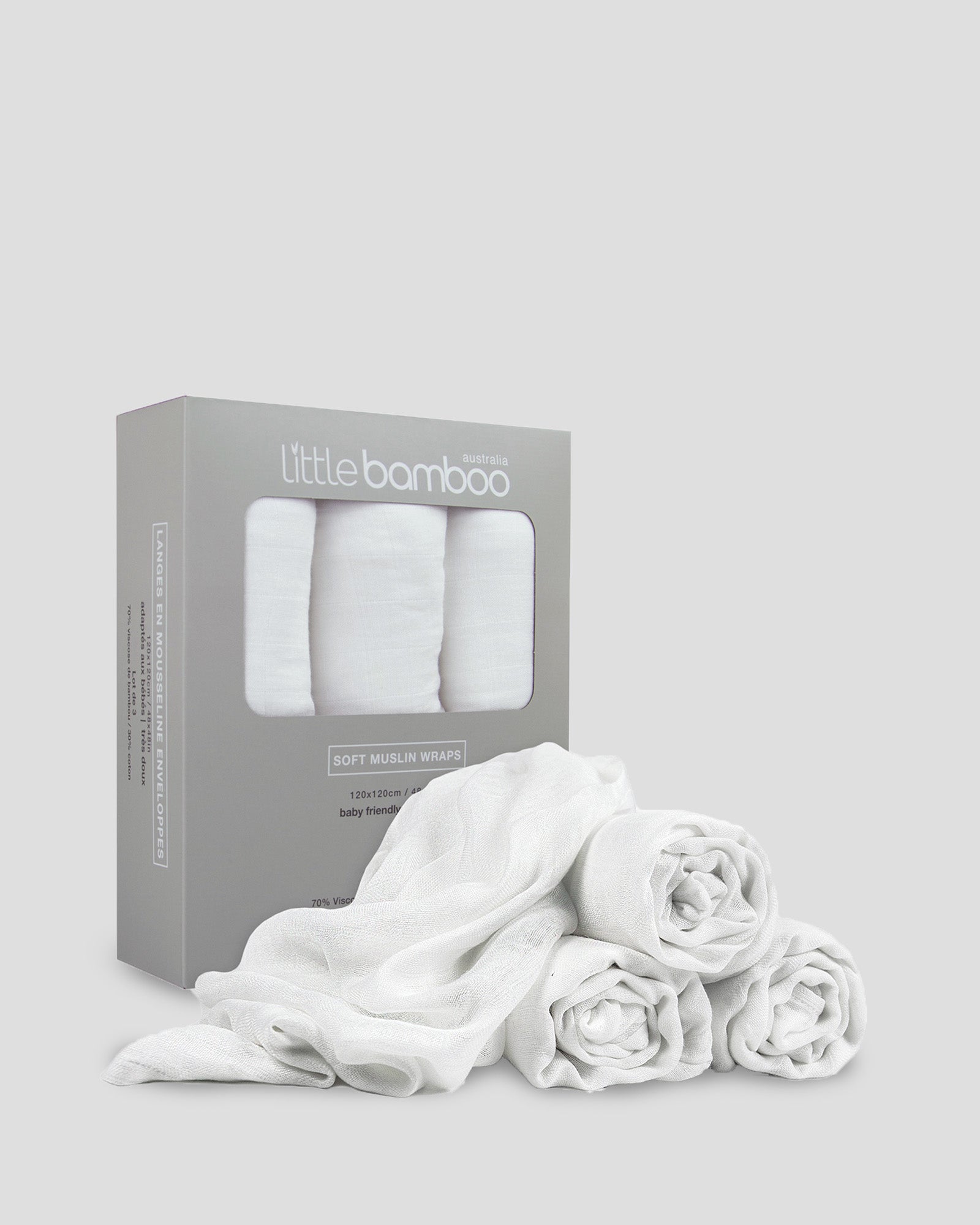 Little Bamboo Muslin Wraps 3 Pack - Natural