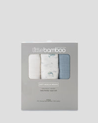 Little Bamboo Muslin Wraps 3 Pack - Retro Blue