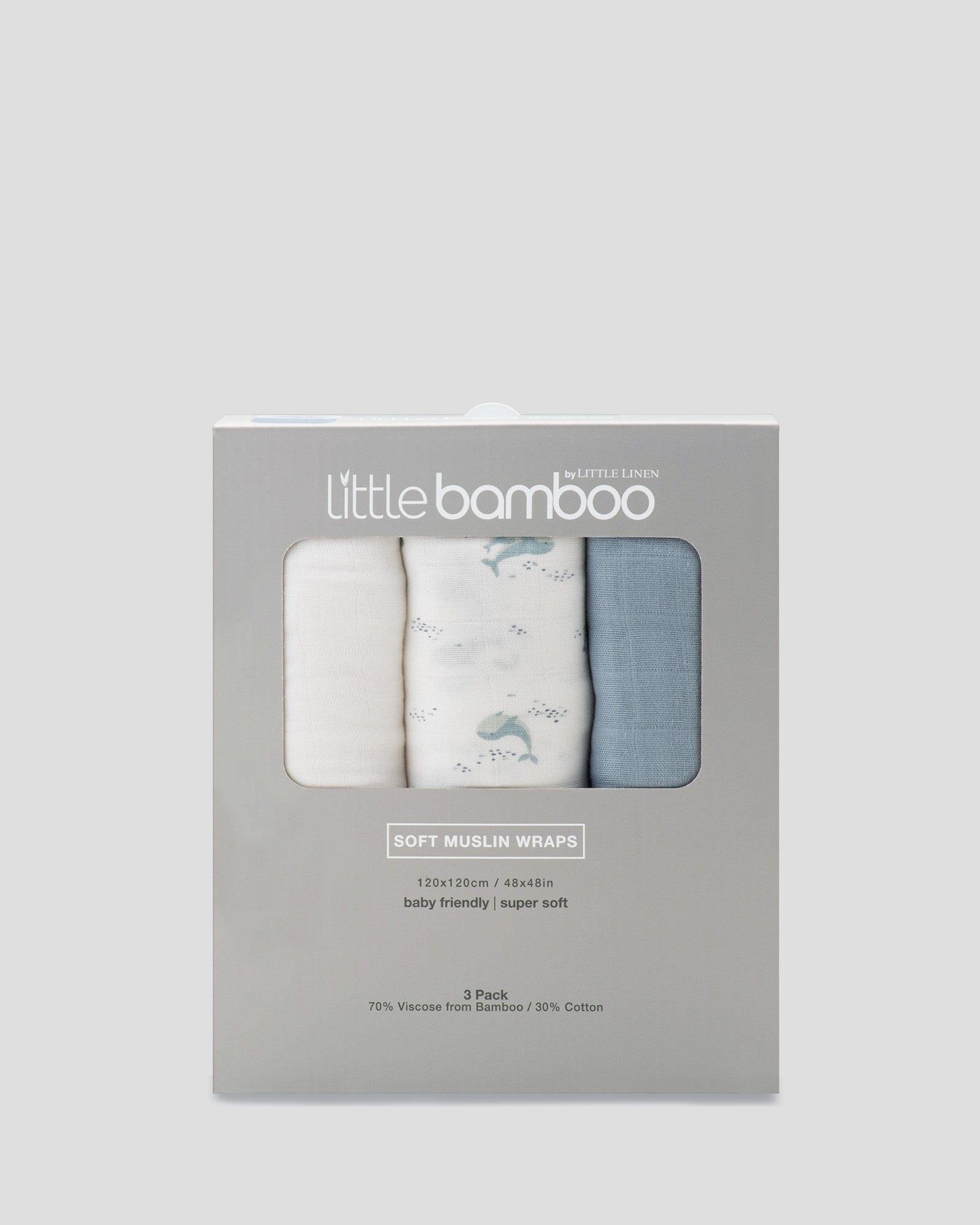 Little Bamboo Muslin Wraps 3 Pack - Retro Blue