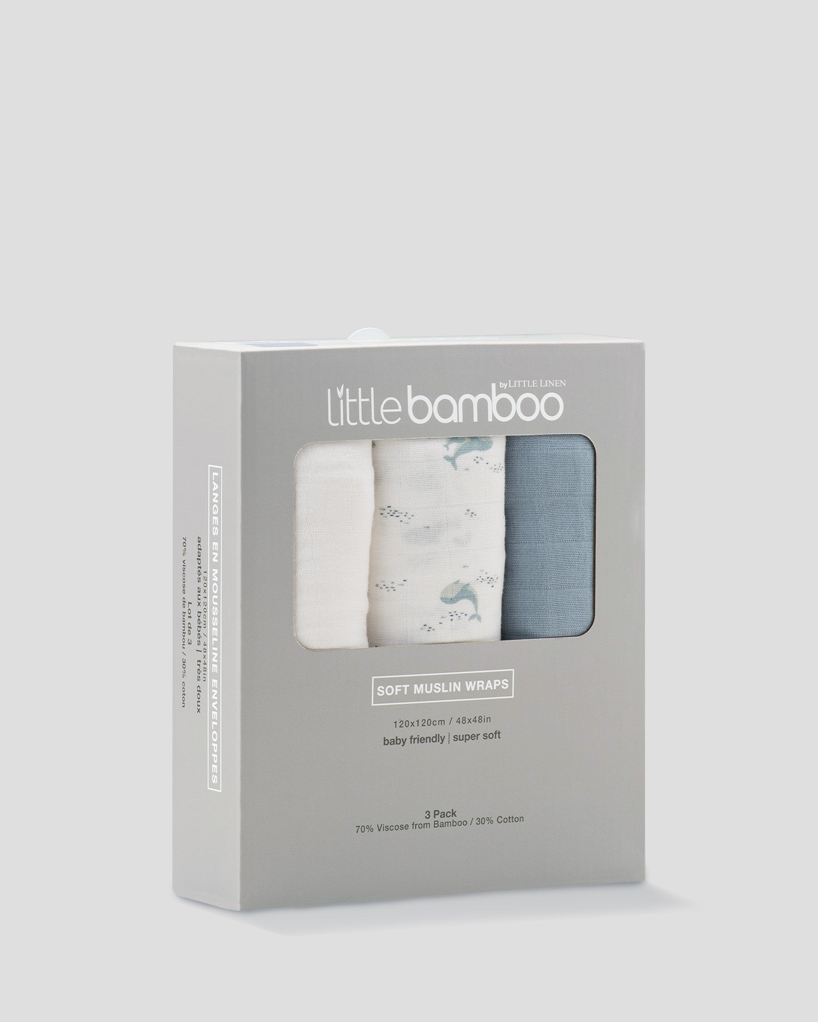 Little Bamboo Muslin Wraps 3 Pack - Retro Blue