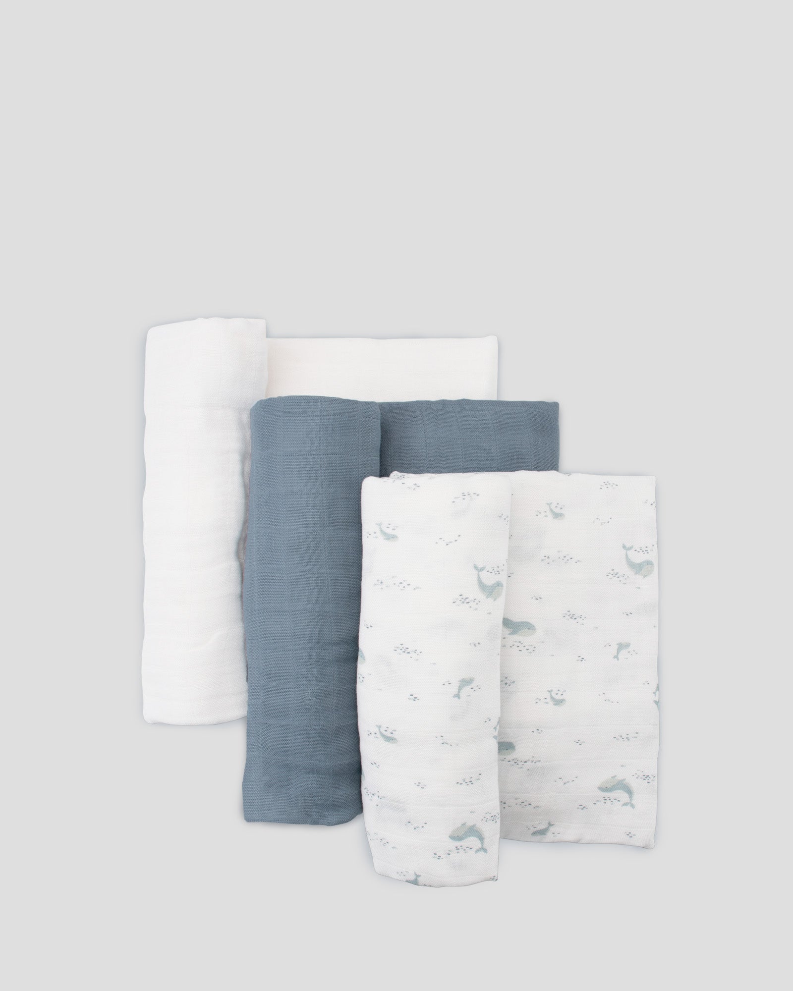 Little Bamboo Muslin Wraps 3 Pack - Retro Blue