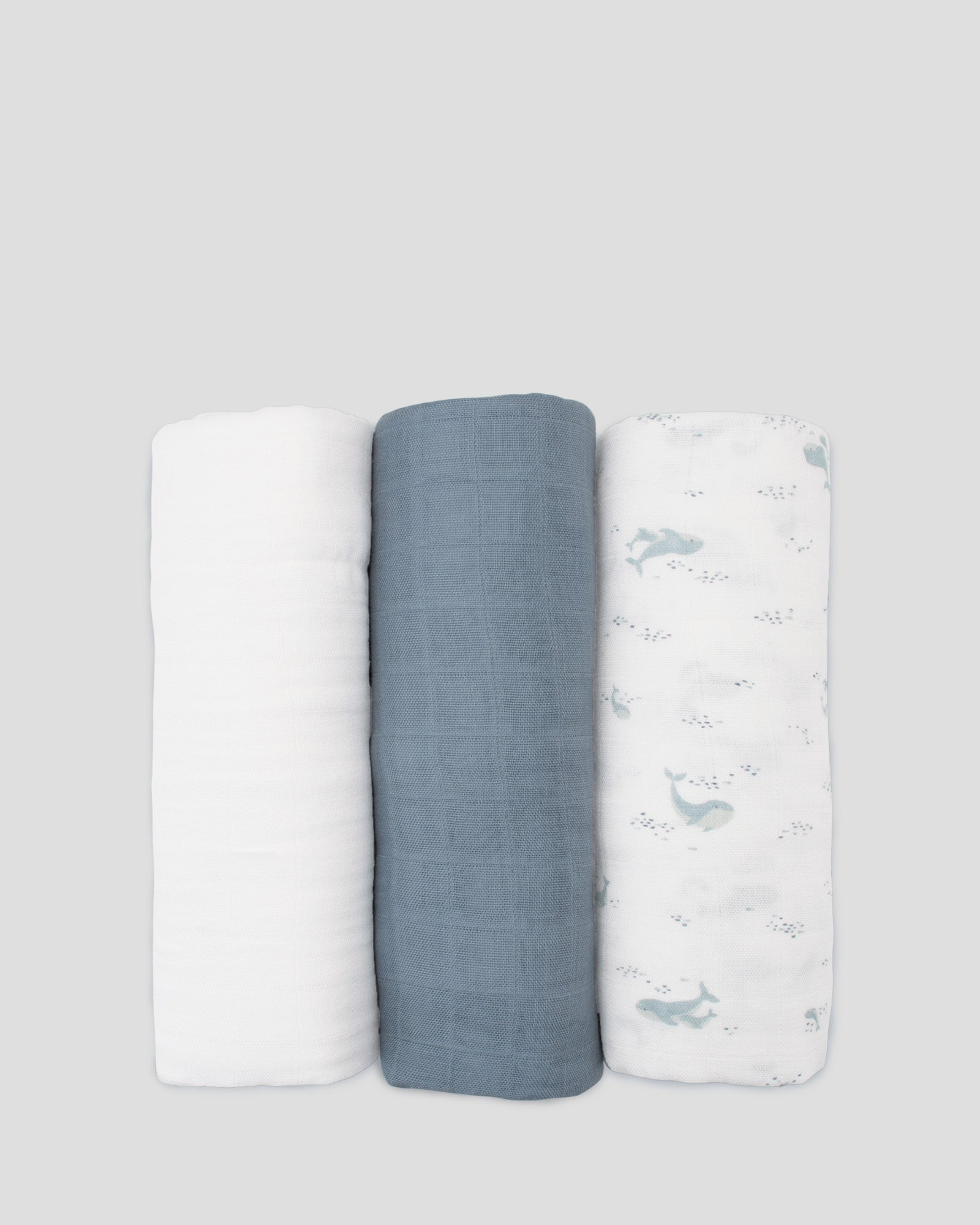 Little Bamboo Muslin Wraps 3 Pack - Retro Blue
