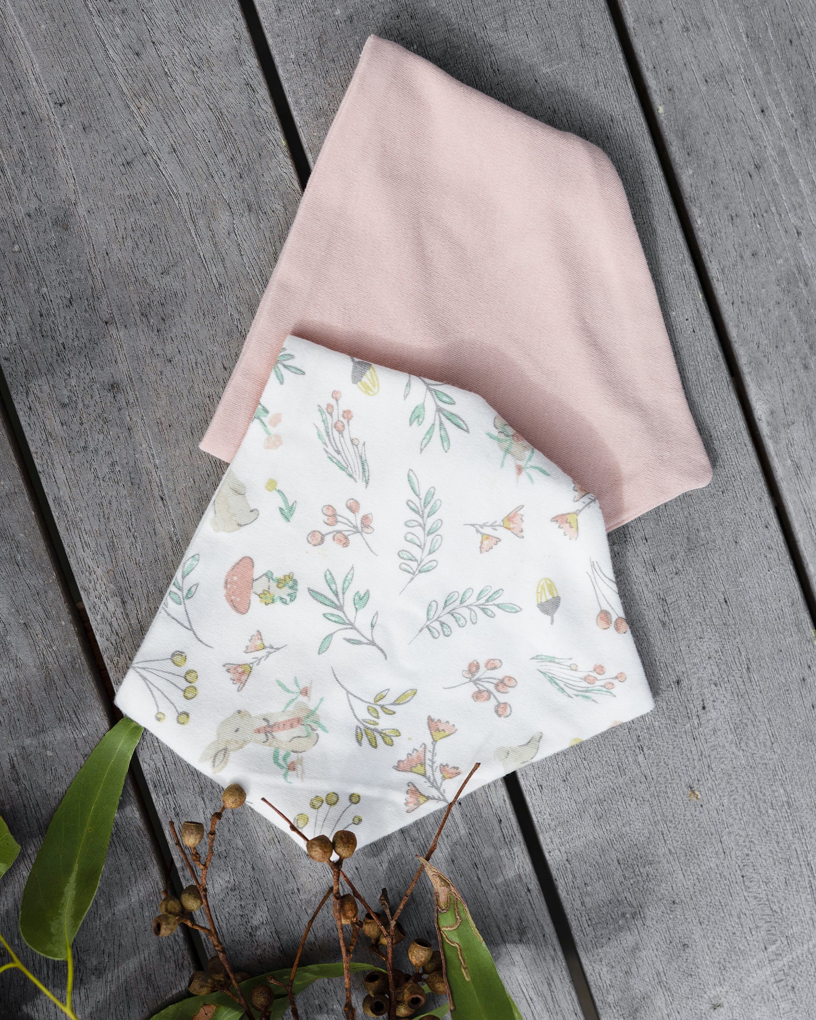 Little Linen Jersey Bib 2 Pk Harvest Bunny Lifestyle 3