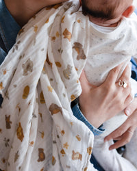 Little Linen Muslin 1pk Prints Nectar Bear Lifestyle 1