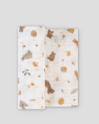 Little Linen Muslin 1pk Prints Nectar Bear Flat Lay