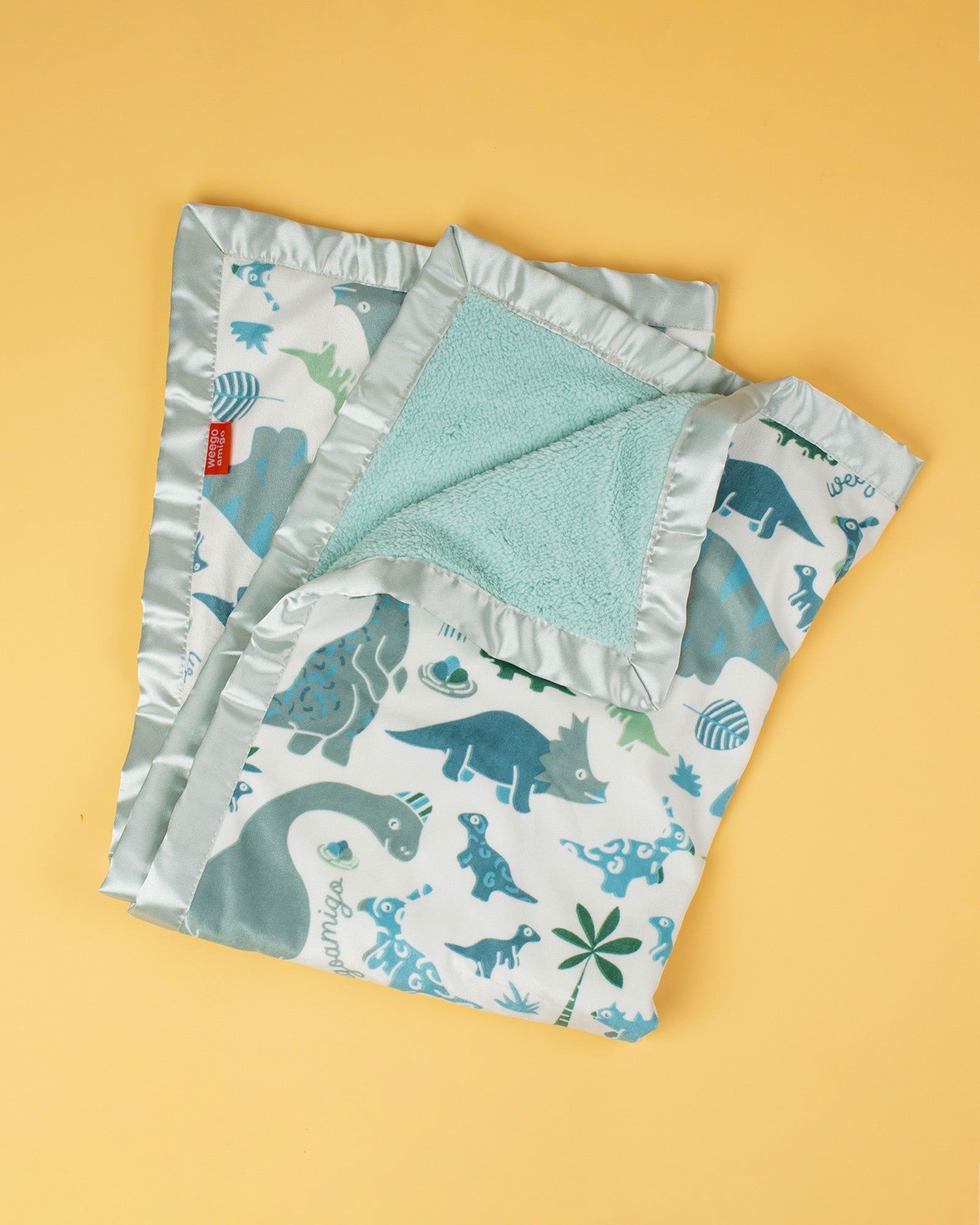 Weegoamigo Sherpa + Mink Baby Blanket - Roar-y McIlroy Dinosaur
