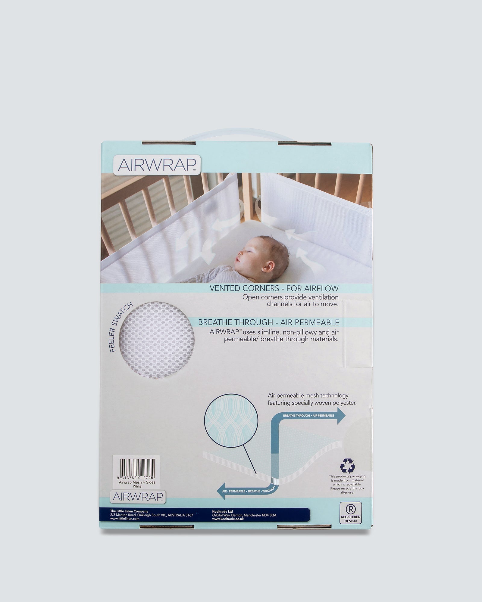Airwrap Mesh Cot Liner 4 Sides - White