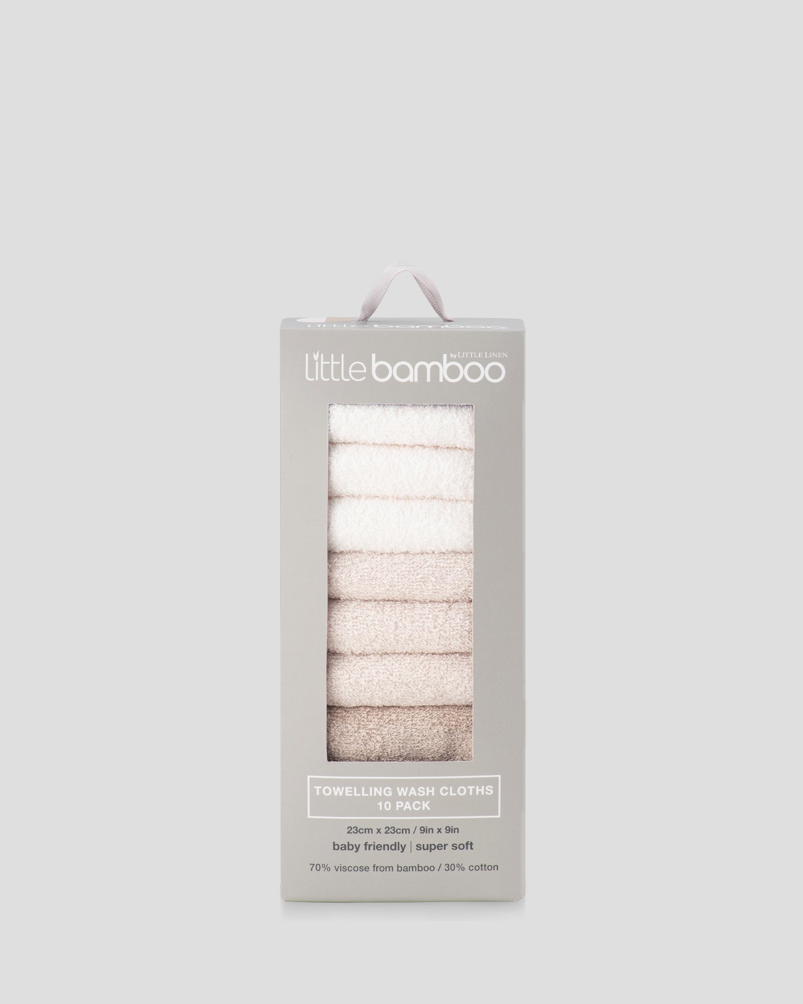 Little Bamboo Baby Towelling Washers 10PK - Iced Coffee