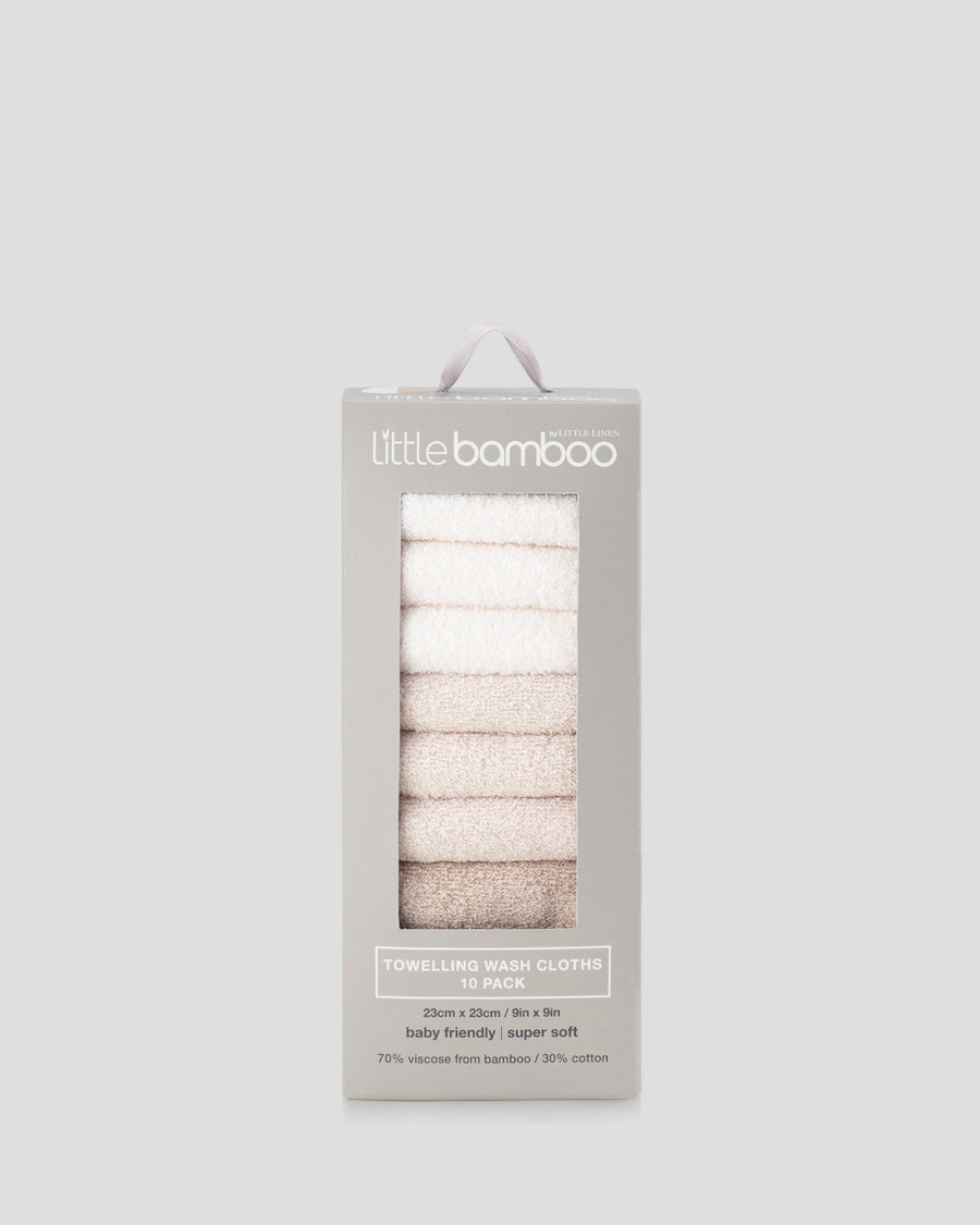 Little Bamboo Baby Towelling Washers 10PK - Iced Coffee