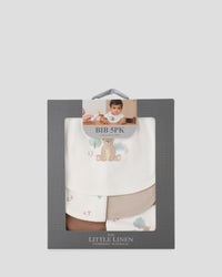 Little Linen Jersey Bib 5PK - Bushland Bear