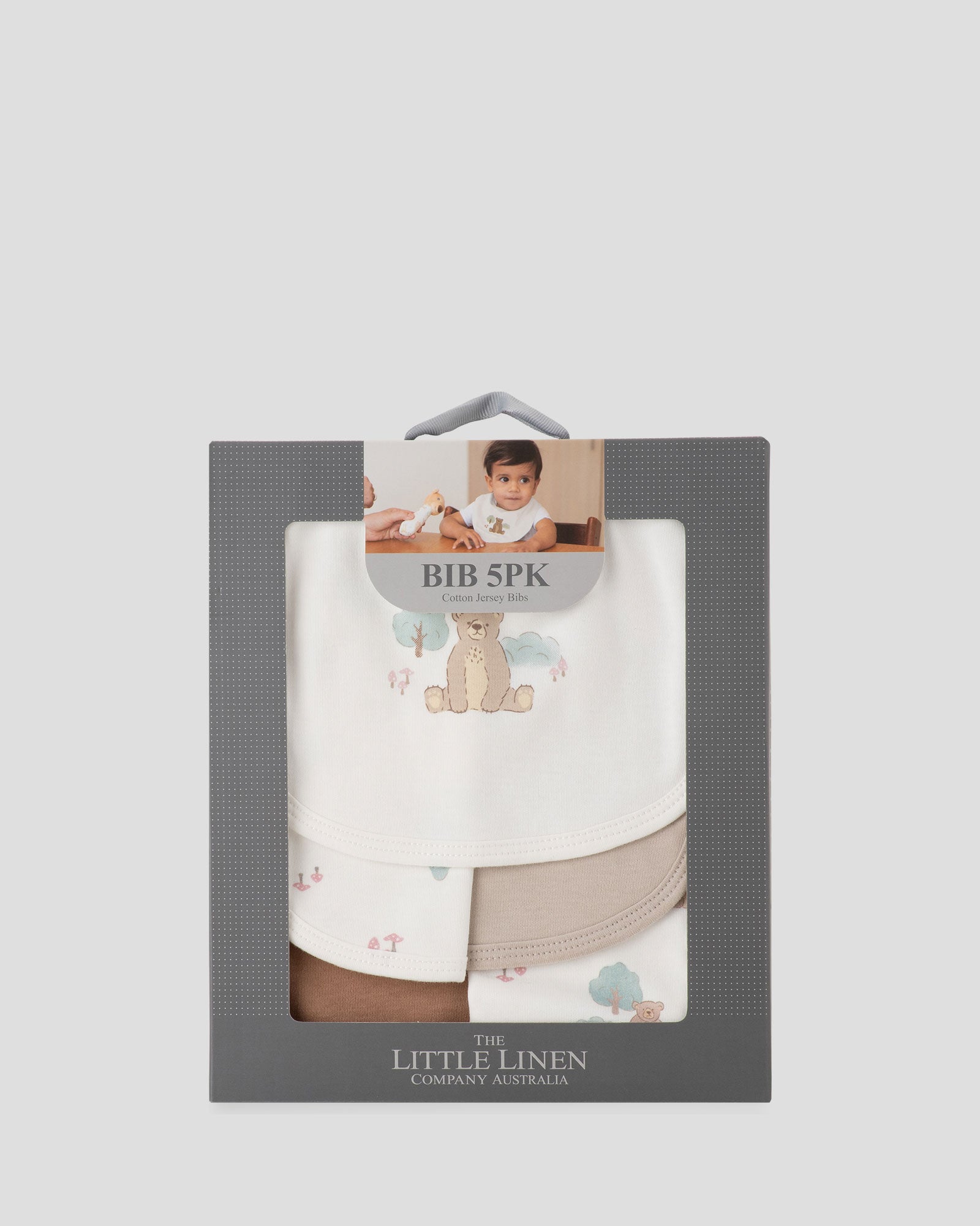 Little Linen Jersey Bib 5PK - Bushland Bear