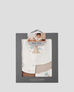Little Linen Jersey Bib 5PK - Bushland Bear