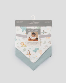 Little Linen Jersey Bibs 2 Pack - Savanna Giraffe