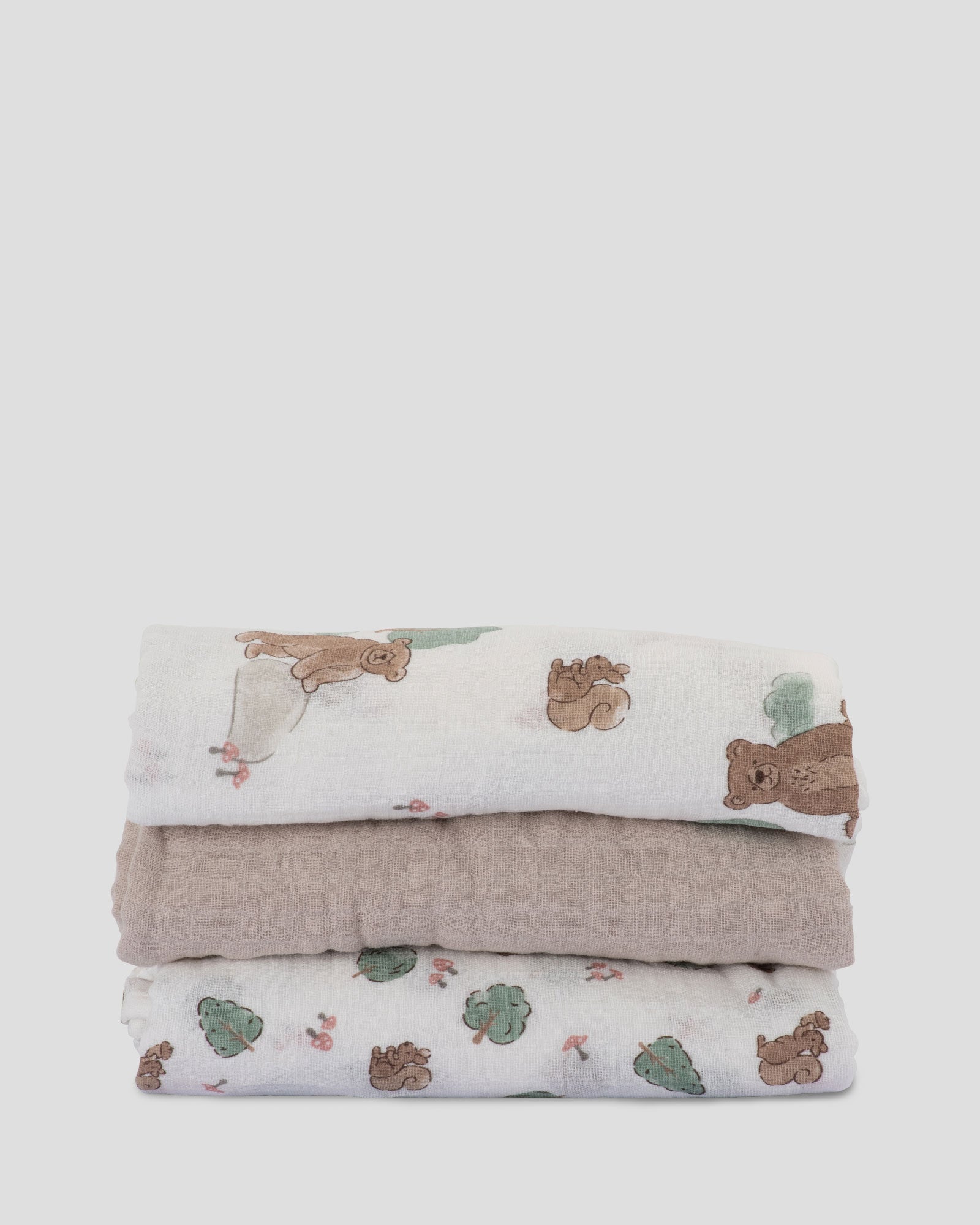 Little Linen Muslin Wraps 3PK - Bushland Bear