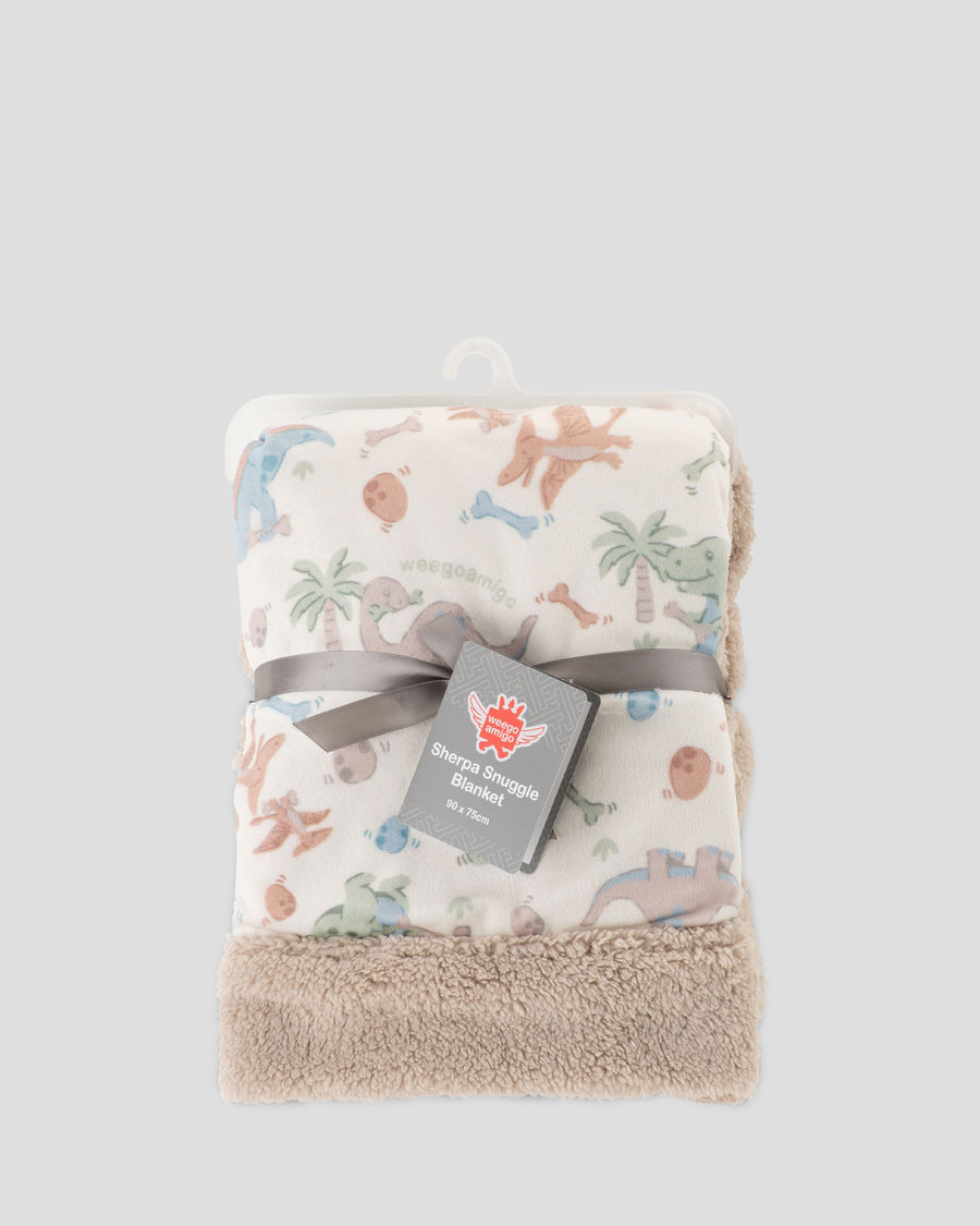 Weegoamigo Sherpa Snuggle Blanket  -Roar-y McIlroy Dinosaur