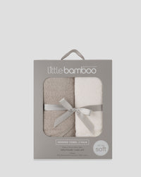 Little Bamboo Hooded Towel 2PK  - Stone Grey