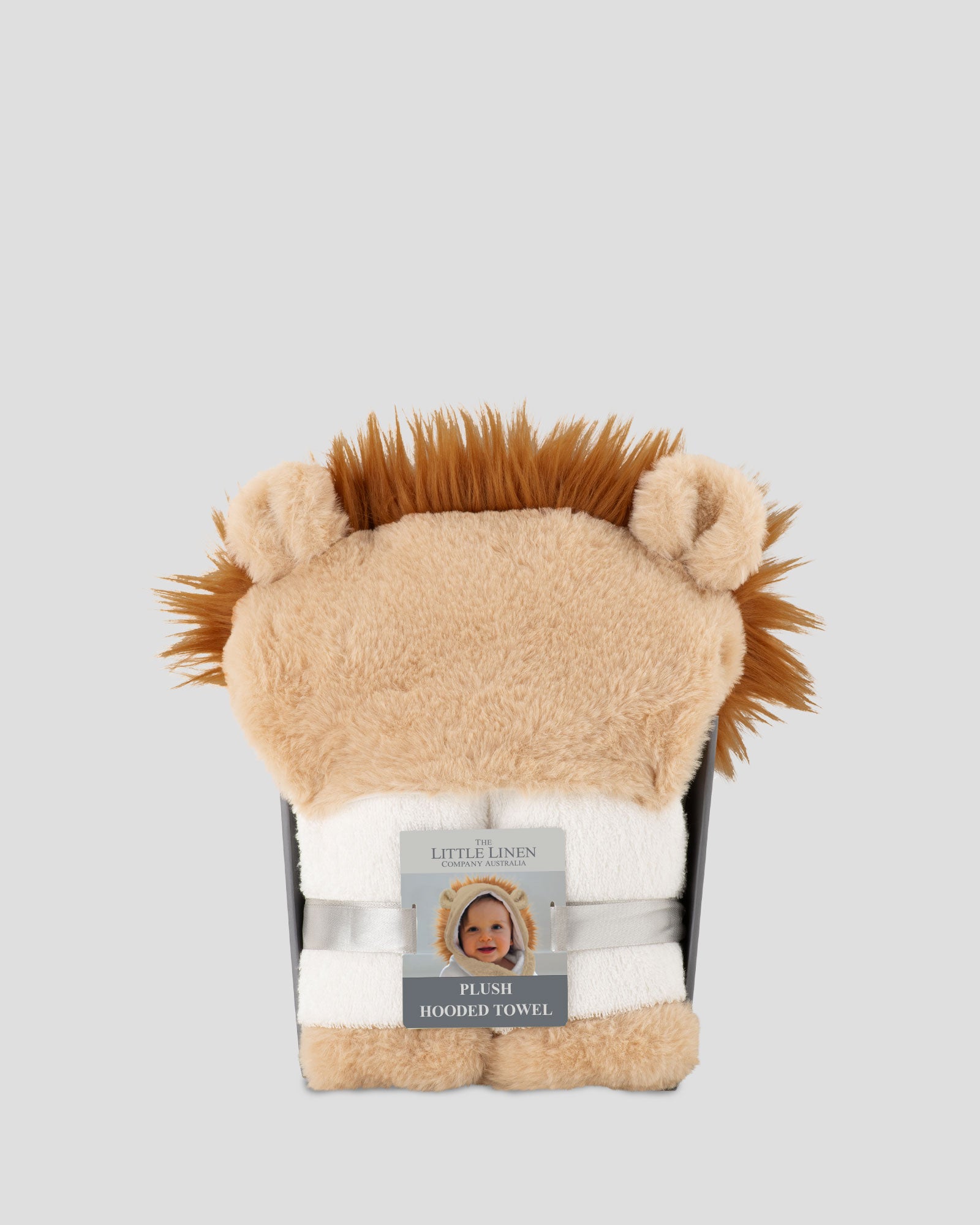 Little Linen Plush Hooded Towel - Savanna Lion