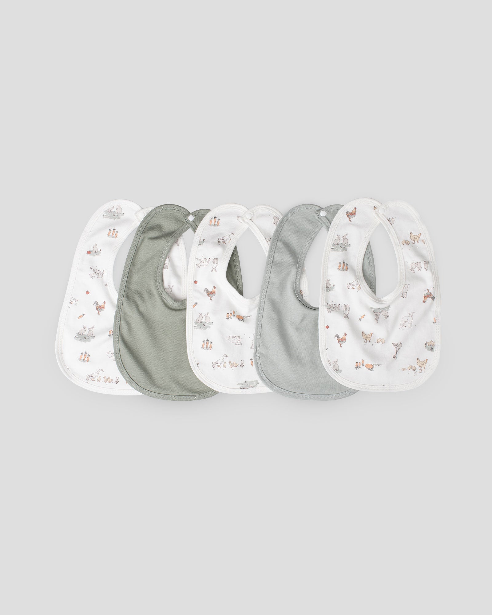 Little Linen Jersey Bib 5PK - Farmyard Lamb